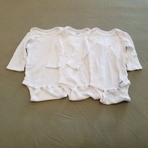 Gerber Bundle of 3 White Long Sleeve Onesies